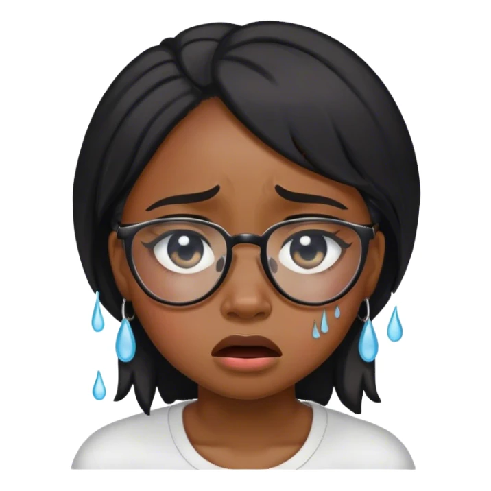 black girl with glasses crying sticker