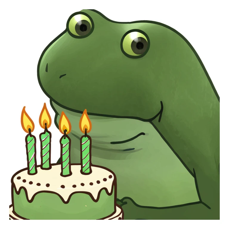 bufo blowing candles on cake sticker