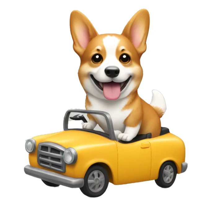 corgi riding car sticker