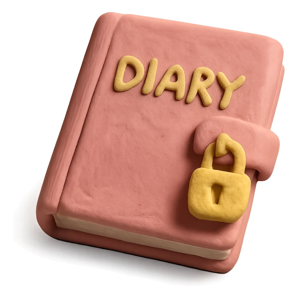 a pink diary, claymation style sticker