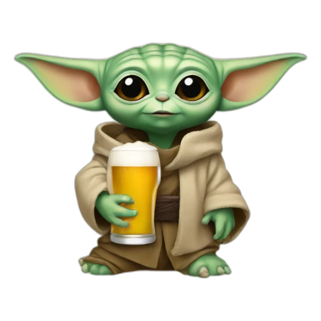 Baby yoda drink beer sticker