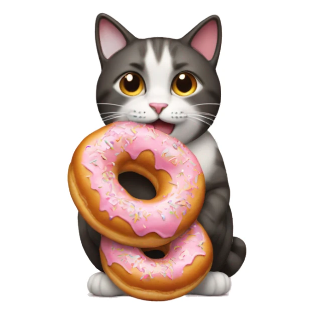 Cat with a doughnut  sticker