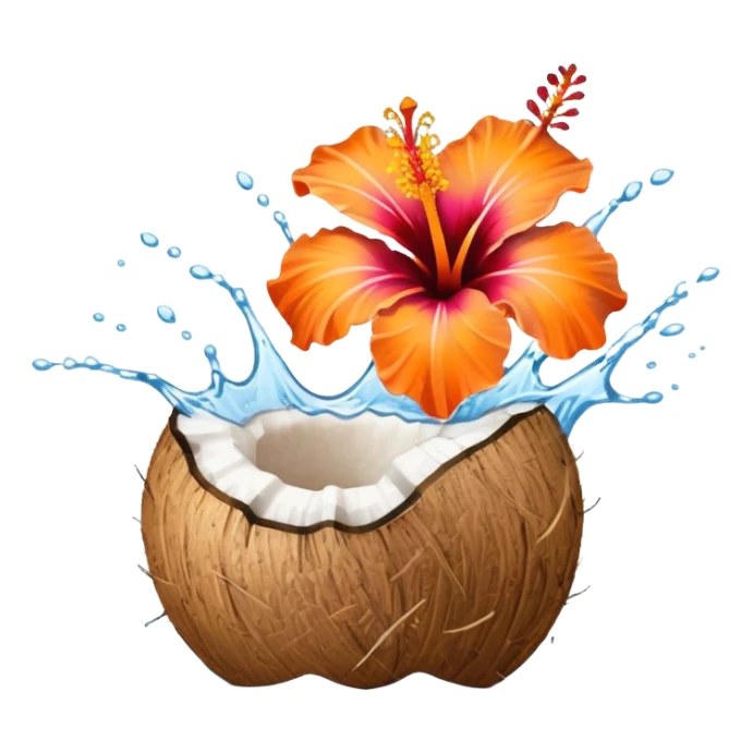 Gradient Orange hibiscus on coconut water splash sticker