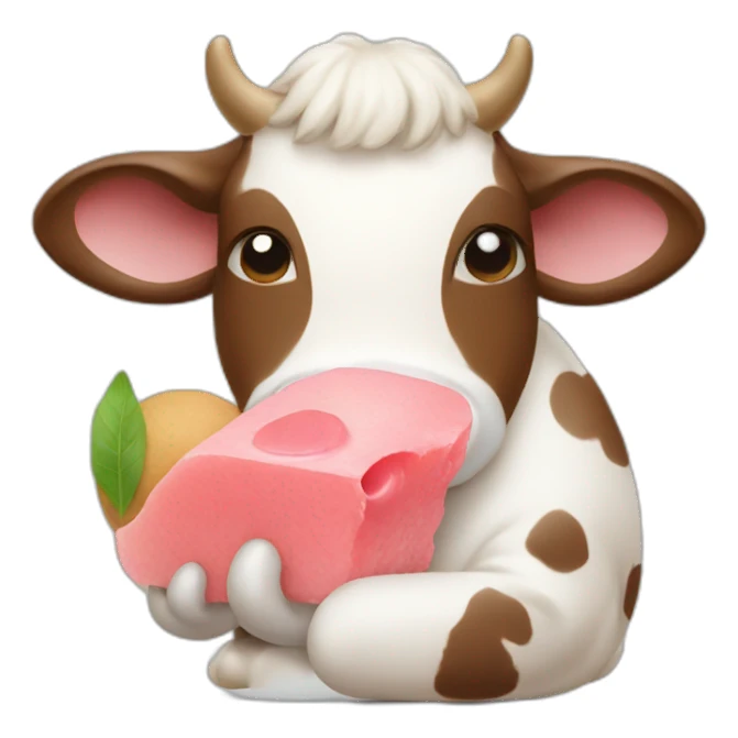a cow eating mochi sticker