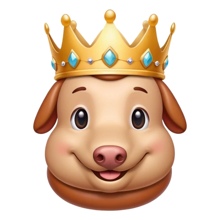 Smiling sausage wearing a crown sticker