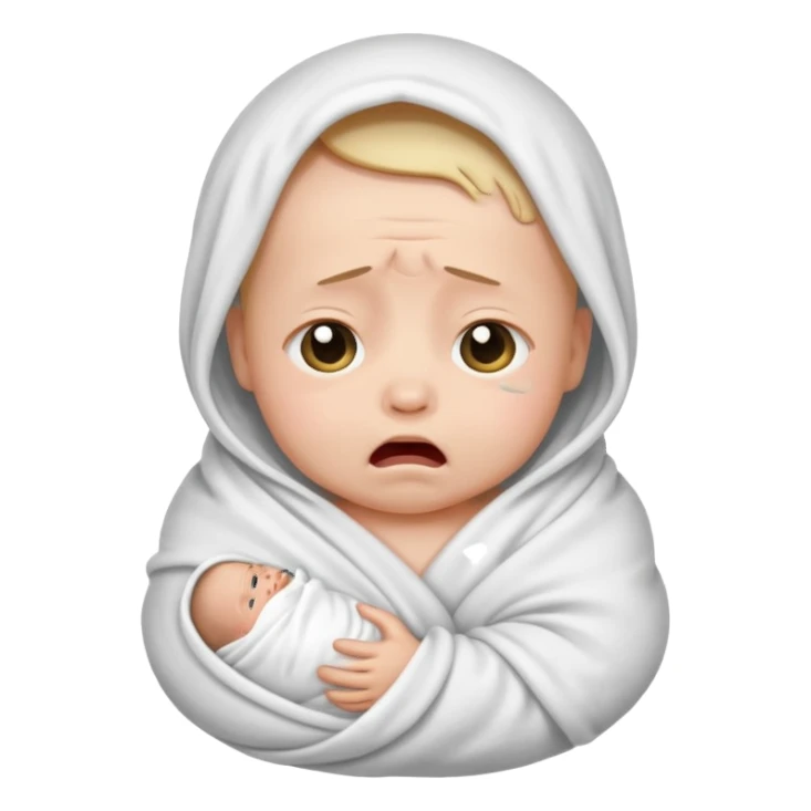 a swaddled baby crying sticker