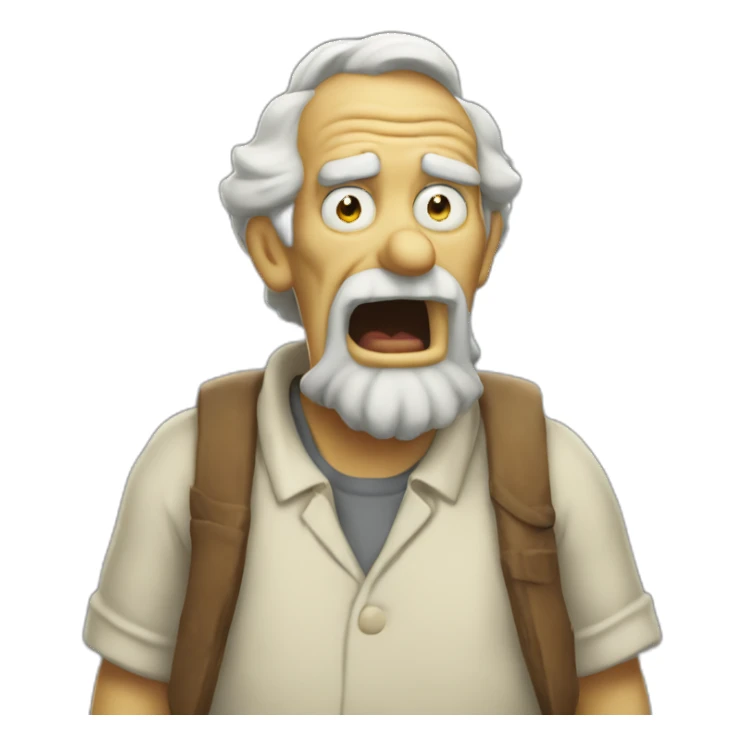 old man homer yells at magic sticker