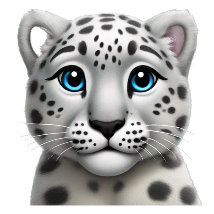 Snow leopard kiss with heart  sticker