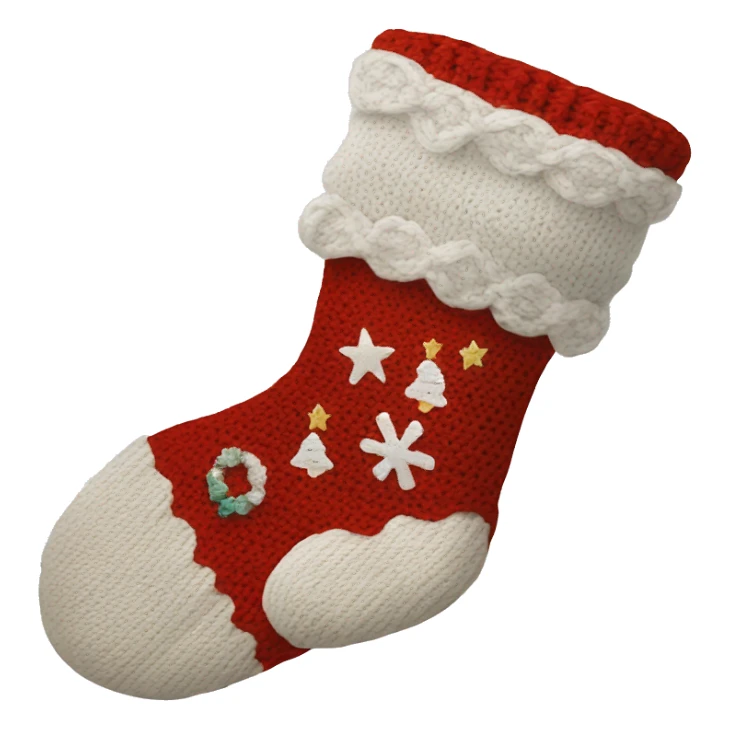 white knit christmas stocking sticker