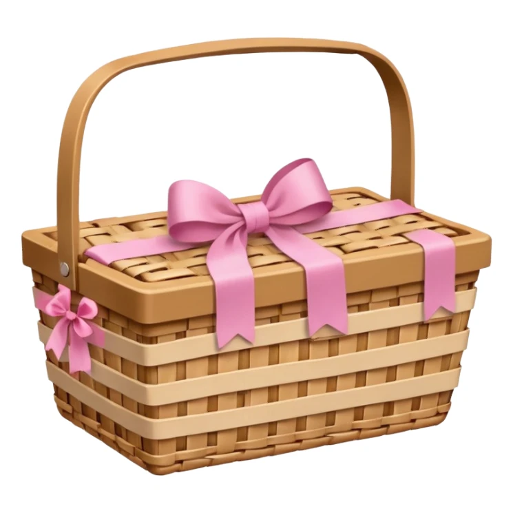 empty picnic basket with a subtle pink ribbon, natural look sticker