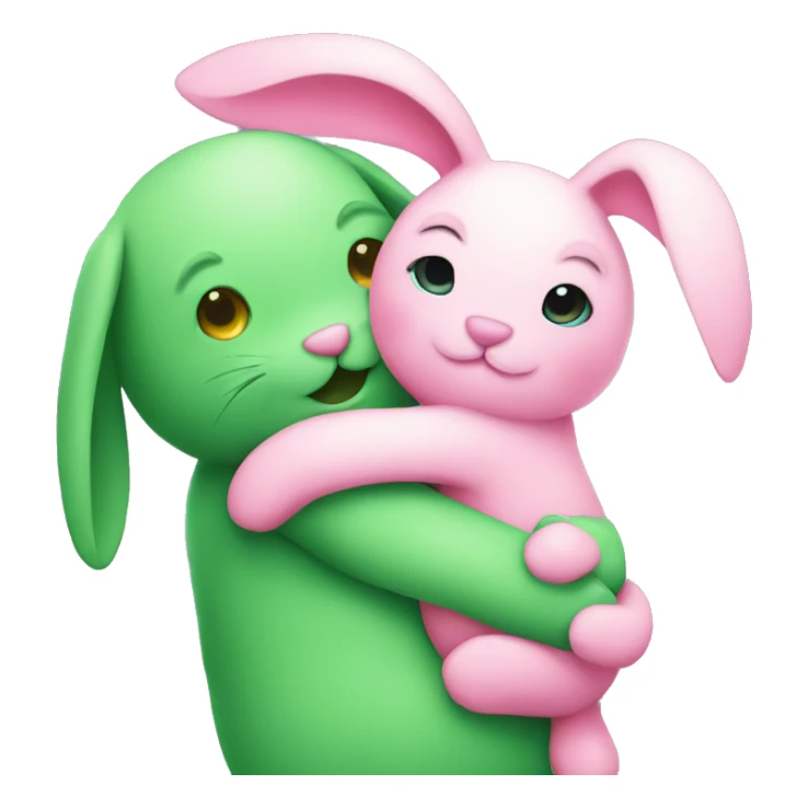 Green bunny hugging pink bunny sticker