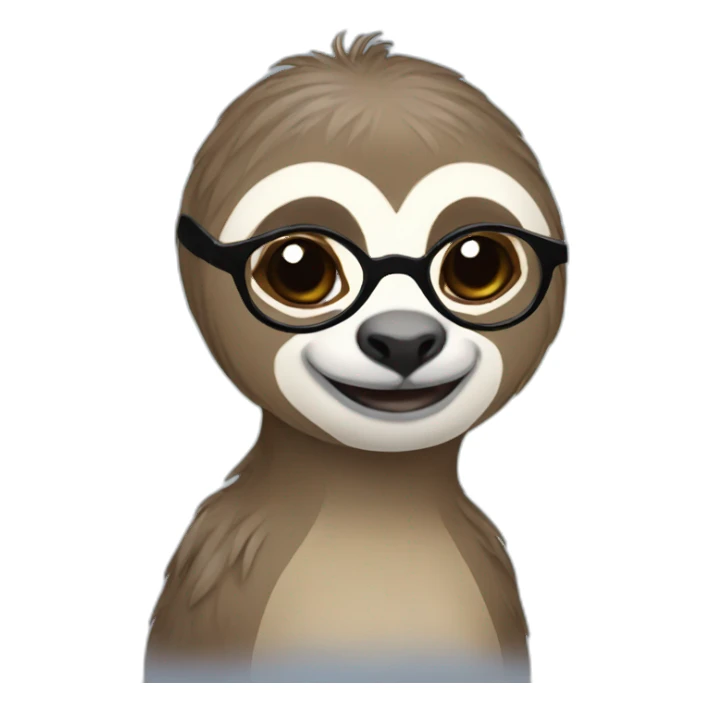 Female Sloth with glasses and a bun sticker