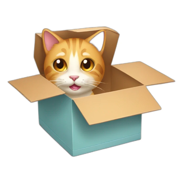 Cat inside cartoon box sticker