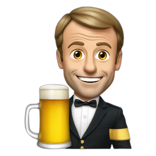 Emmanuel Macron with beer  sticker