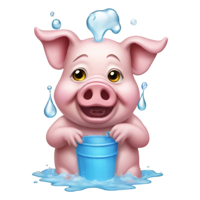 pig in clown costume crying with water sticker