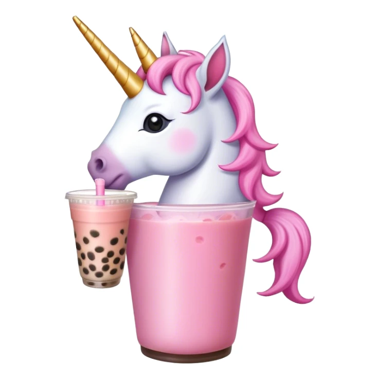 Unicorn drinking boba tea  sticker