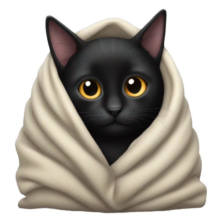 Black cat being cozy under a blanket sticker