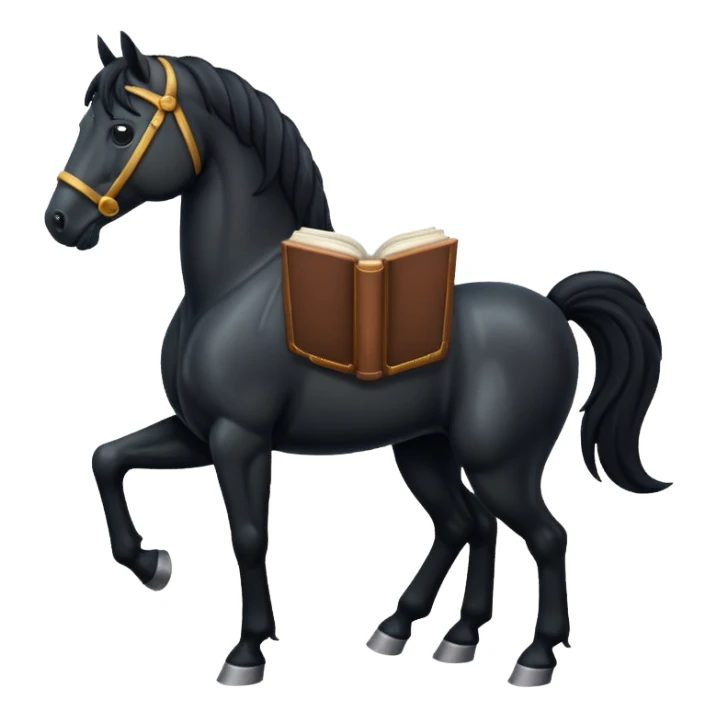 black horse with book sticker