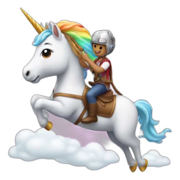 An airplane riding a unicorn sticker