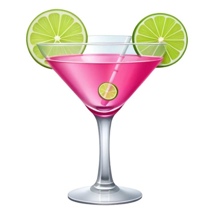 Cosmopolitan drink with a small lime decorating it sticker