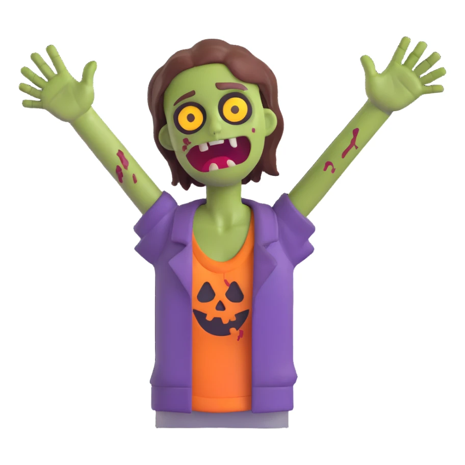 zombie emoji, tattered clothes, arms outstretched sticker