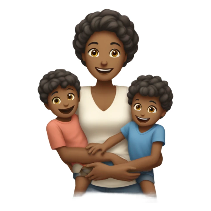 white mother with children  sticker