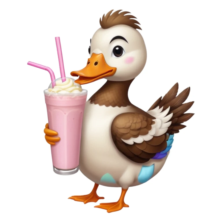 Duck drinking a milkshake  sticker