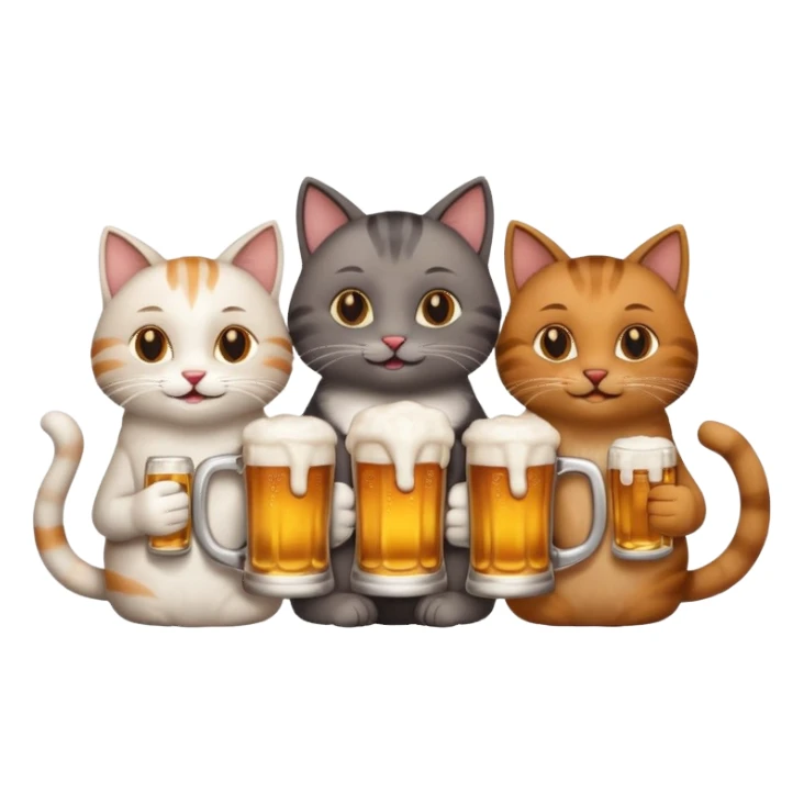 four happy cats drinking beer together with mugs sticker