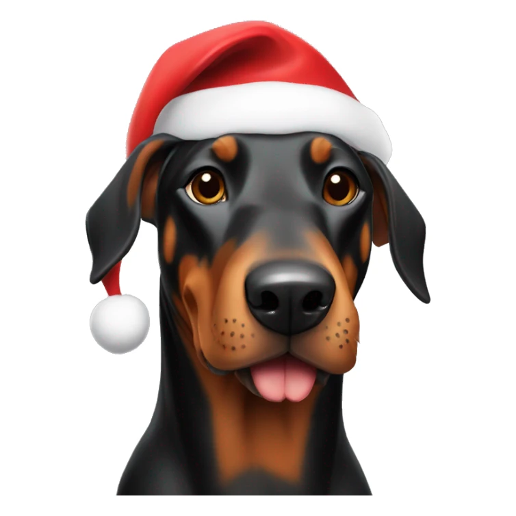 Doberman with Santa hat sticker