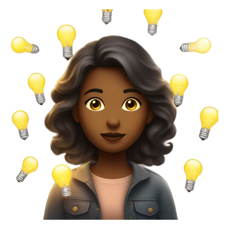 Girl-thinking-with-Bulb-lights sticker