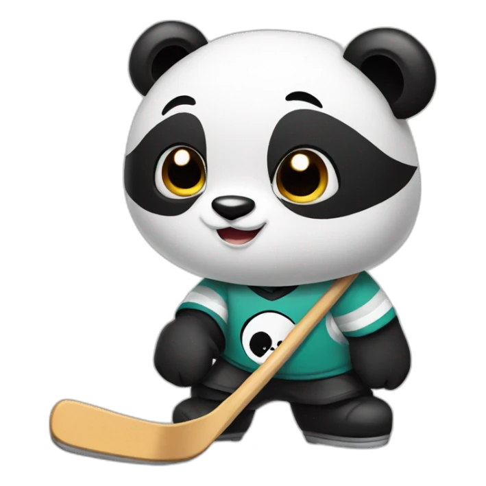 panda play hockey sticker