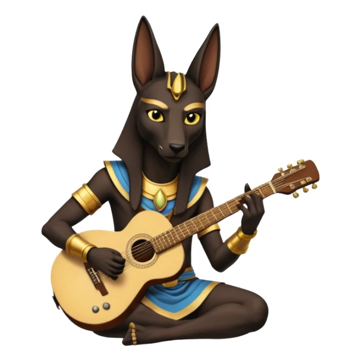 ancient anubis play guitar sticker