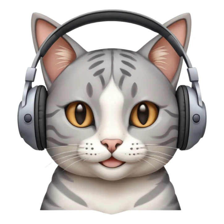 Smiling cat with headphones  sticker