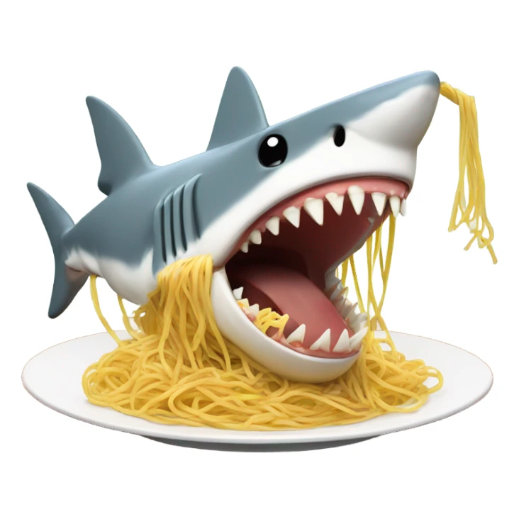 A shark eating pasta sticker