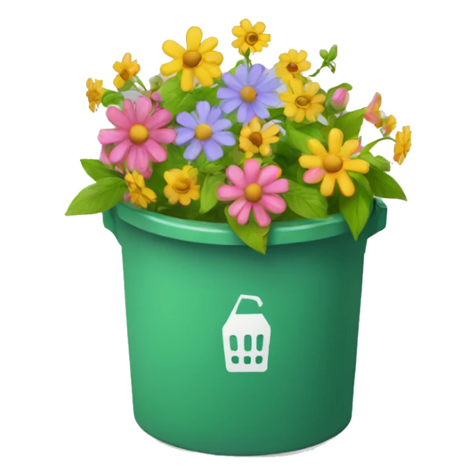bin with flowers sticker