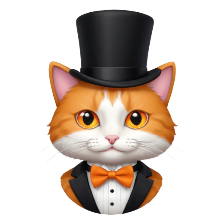 Um gato com gravata borboleta e usando uma Cartola sticker