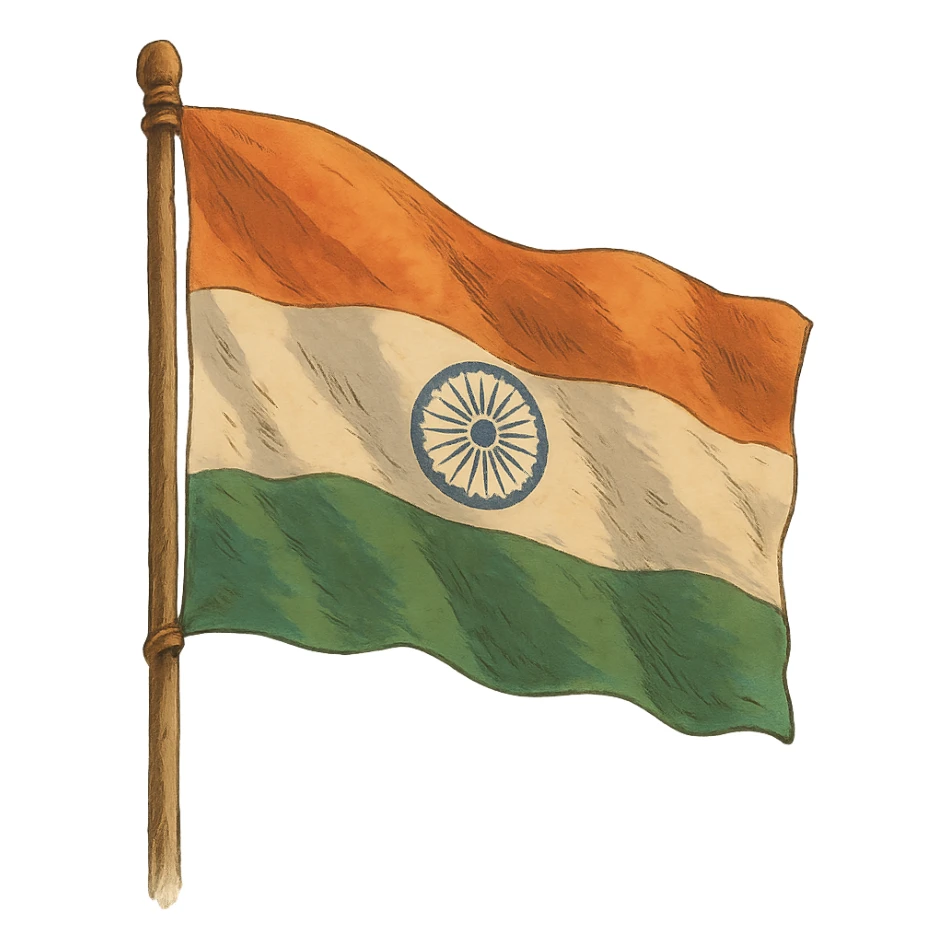 ghibli style Indian flag, no background sticker