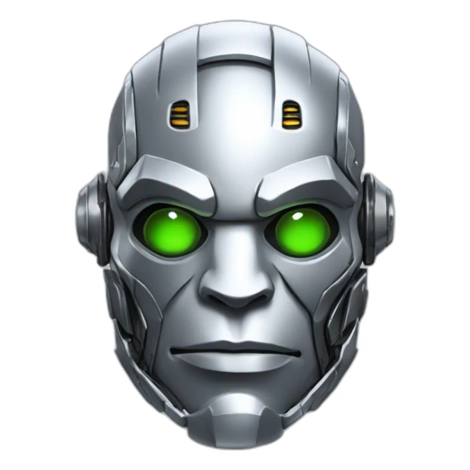 Cyber futuristic silver orc robot face sticker