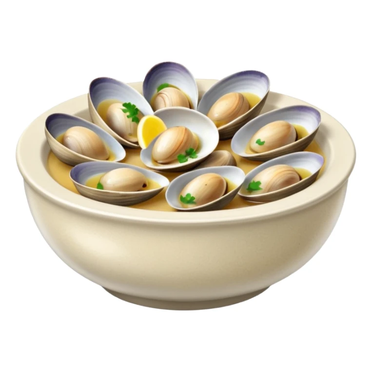 Steamed clams in white wine broth sticker