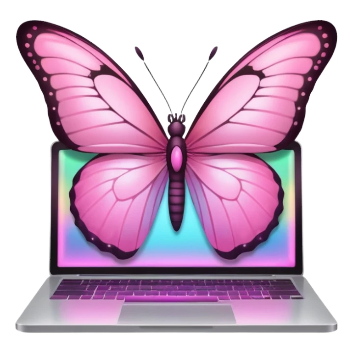 pink butterfly on laptop sticker
