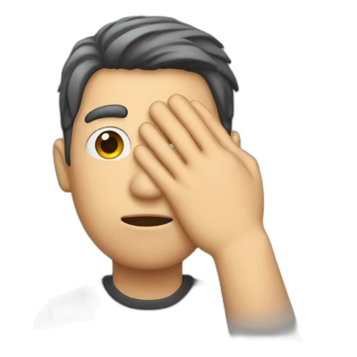 a man hides his face with his hand sticker