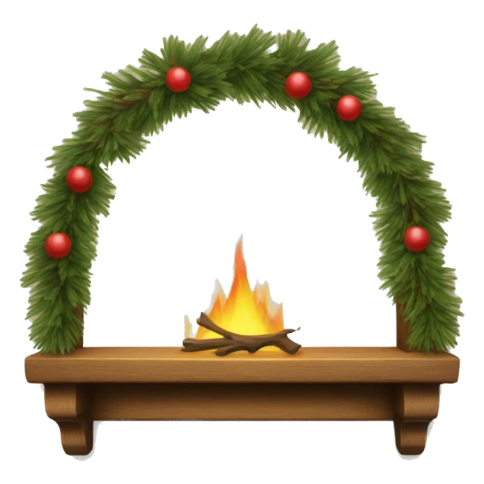 Wooden mantle with pine garland sticker