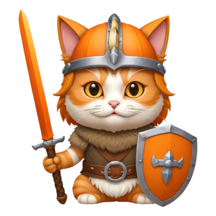 cat with viking helmet and sword sticker
