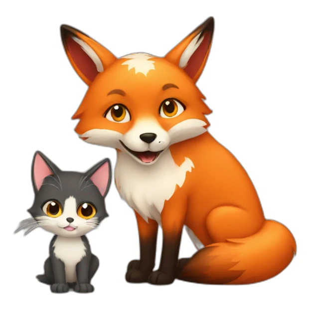 Fox with a cat sticker
