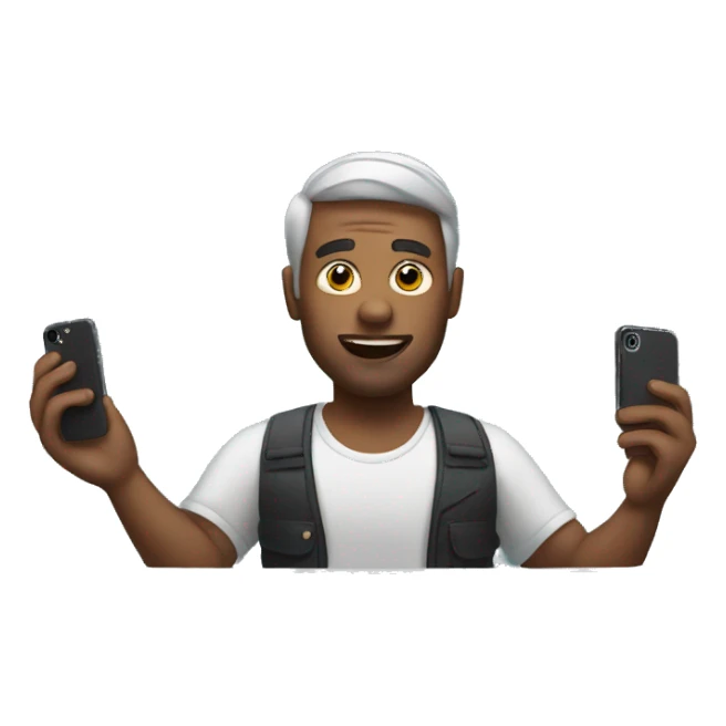 man holding iphone in mirror sticker