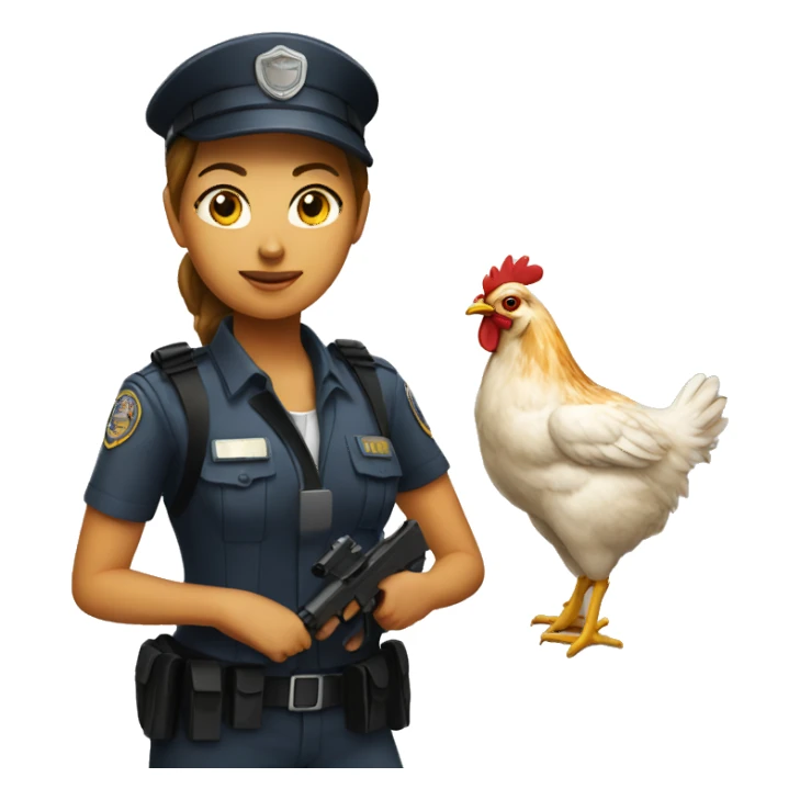 Female Security agent with chicken sticker