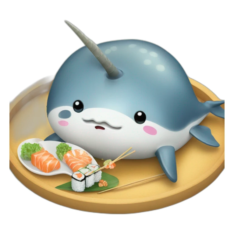 narwhal eating sushi sticker