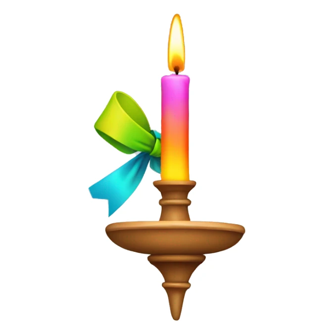 Colorful candlestick with bow sticker