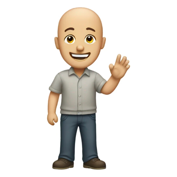 bald man waving sticker