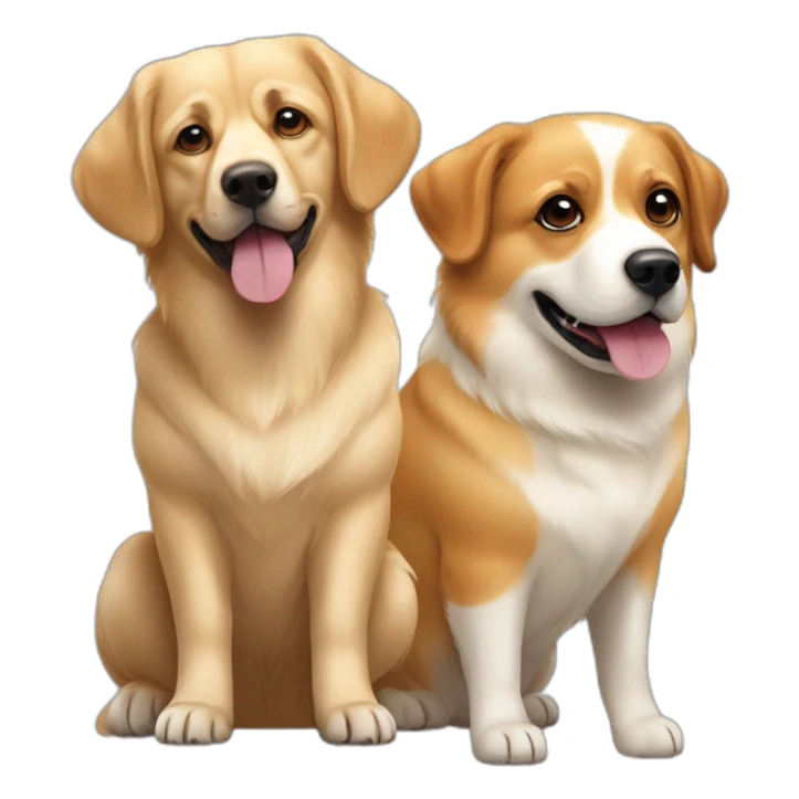 big white labrador and ginger pekingese corgi sticker